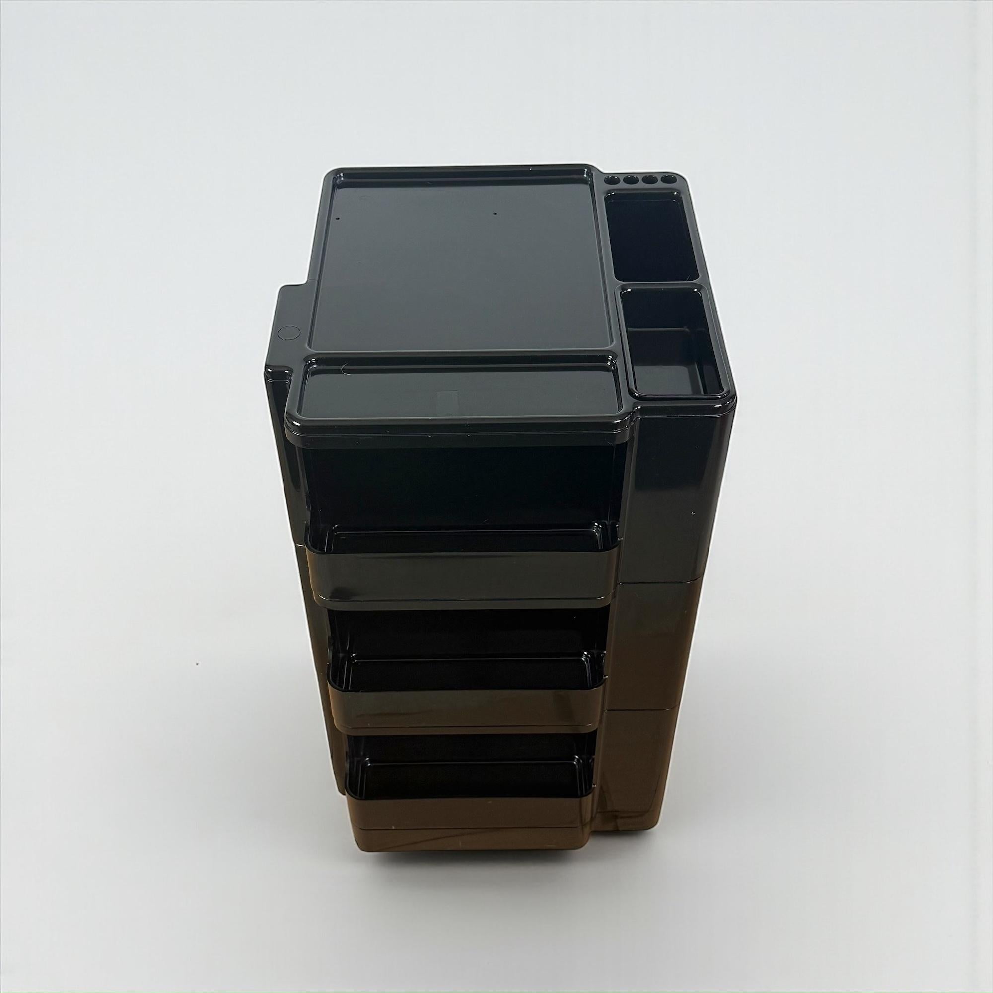 Neolt Superstile Organiser Trolley Tall Glossy Black ABS Italy 1970s Design Icon For Sale 6