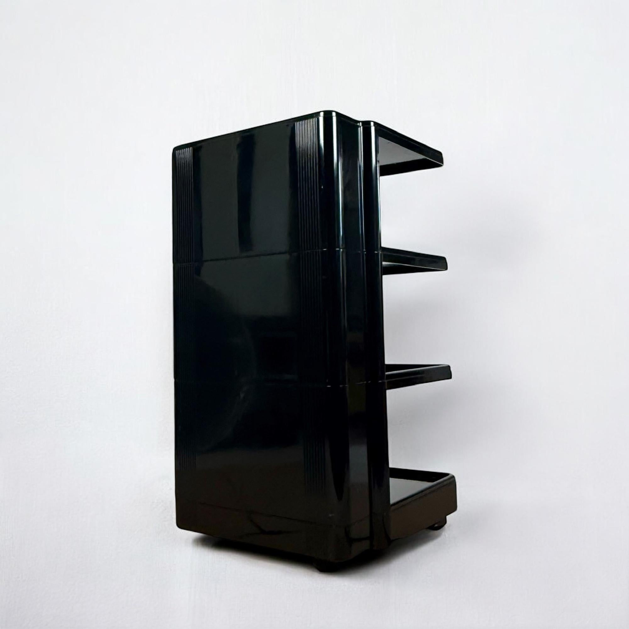 Neolt Superstile Organiser Trolley Tall Glossy Black ABS Italy 1970s Design Icon For Sale 9