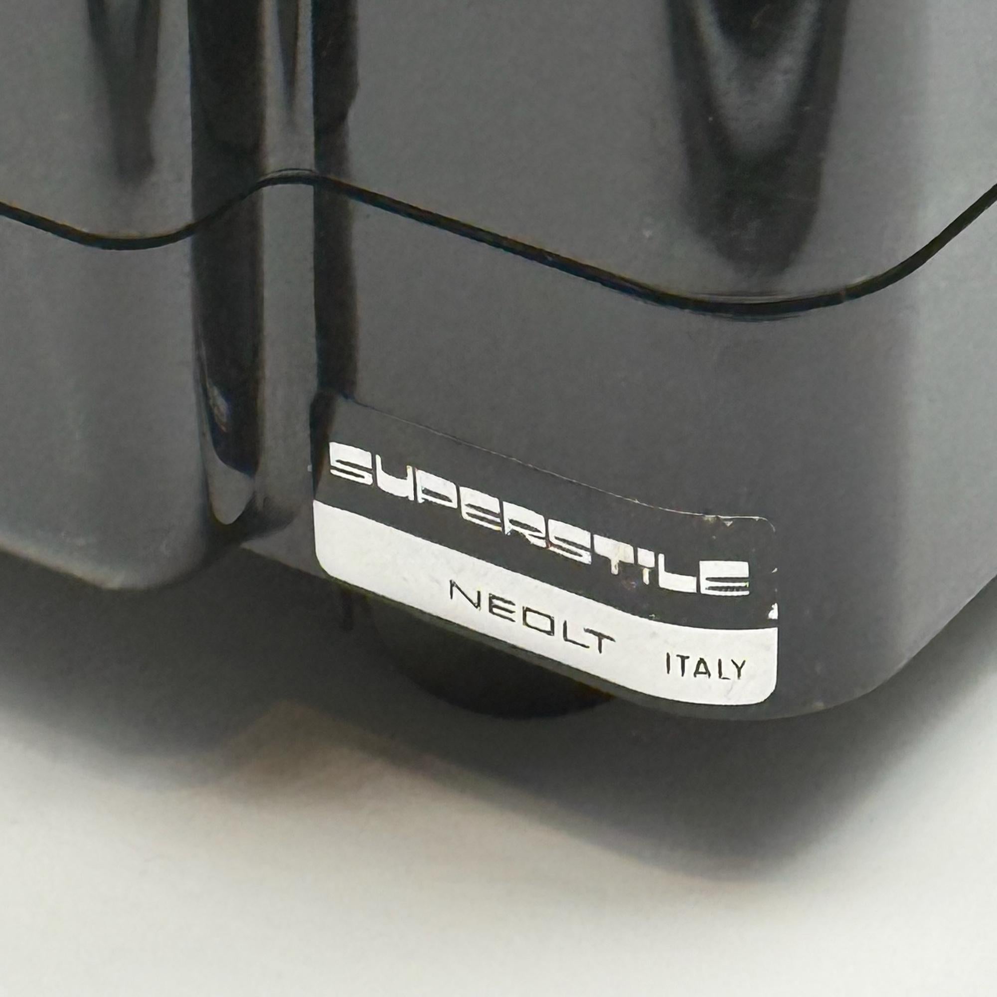 Italian Neolt Superstile Organiser Trolley Tall Glossy Black ABS Italy 1970s Design Icon For Sale