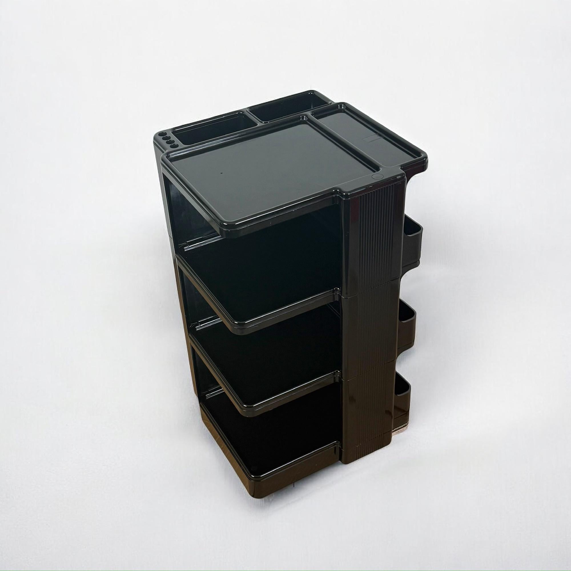 Plastic Neolt Superstile Organiser Trolley Tall Glossy Black ABS Italy 1970s Design Icon For Sale