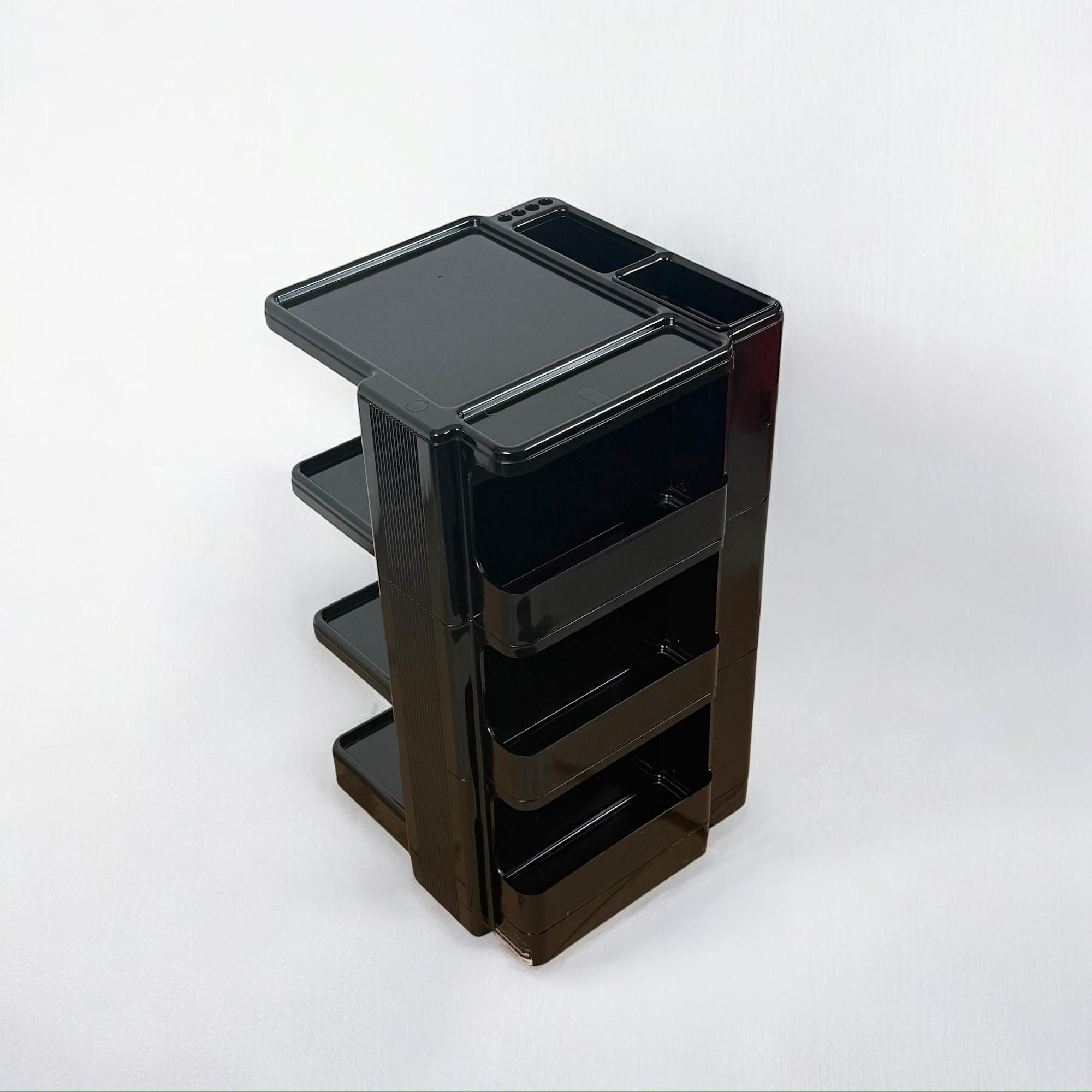 Neolt Superstile Organiser Trolley Tall Glossy Black ABS Italy 1970s Design Icon For Sale 2