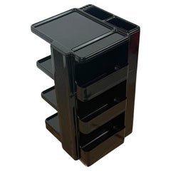 Neolt Superstile Organiser Trolley Tall Glossy Black ABS Italy 1970s Design Icon