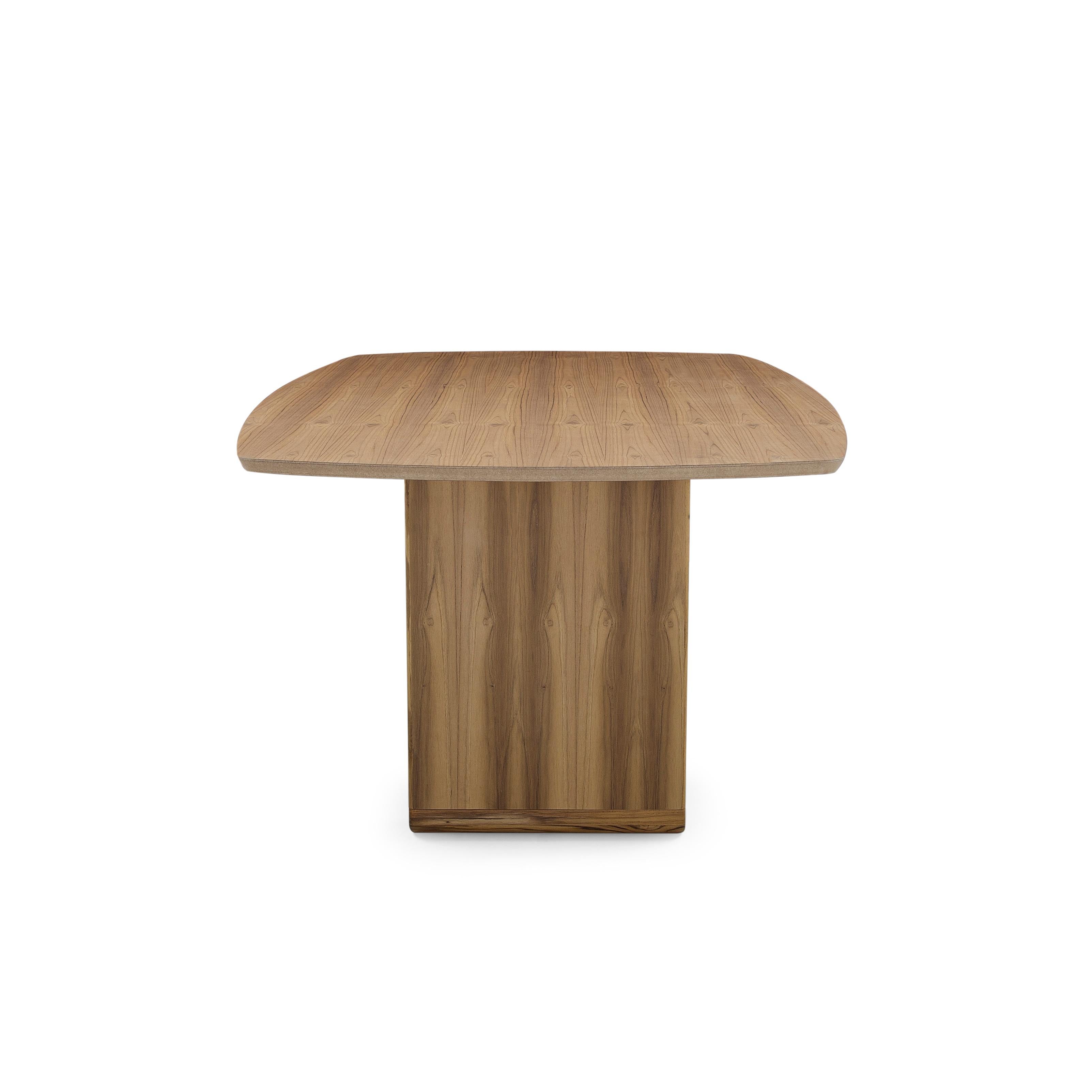 Contemporary Neon Dining Table in Teak Wood Finish 68'' For Sale