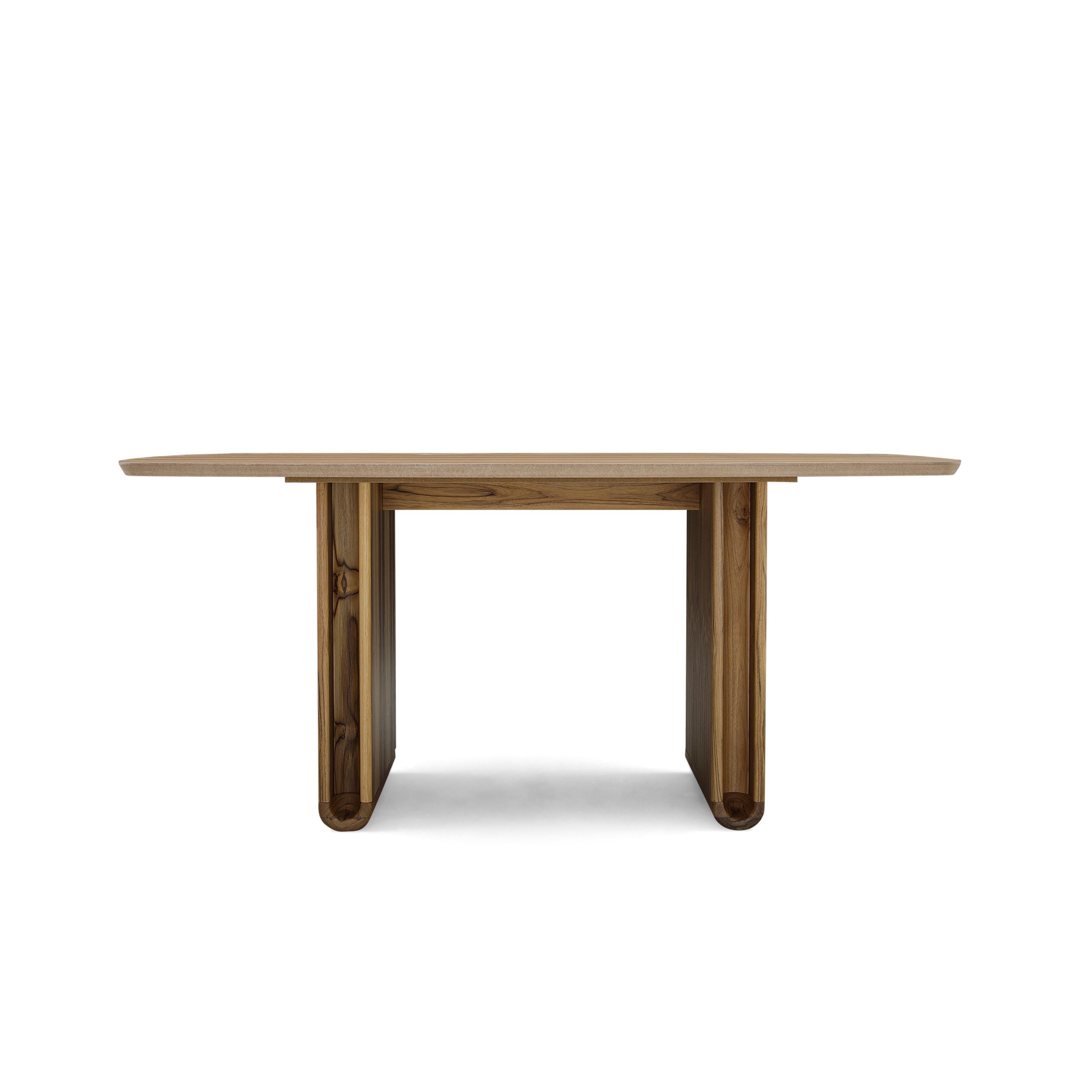 Neon Dining Table in Teak Wood Finish 68'' For Sale 1