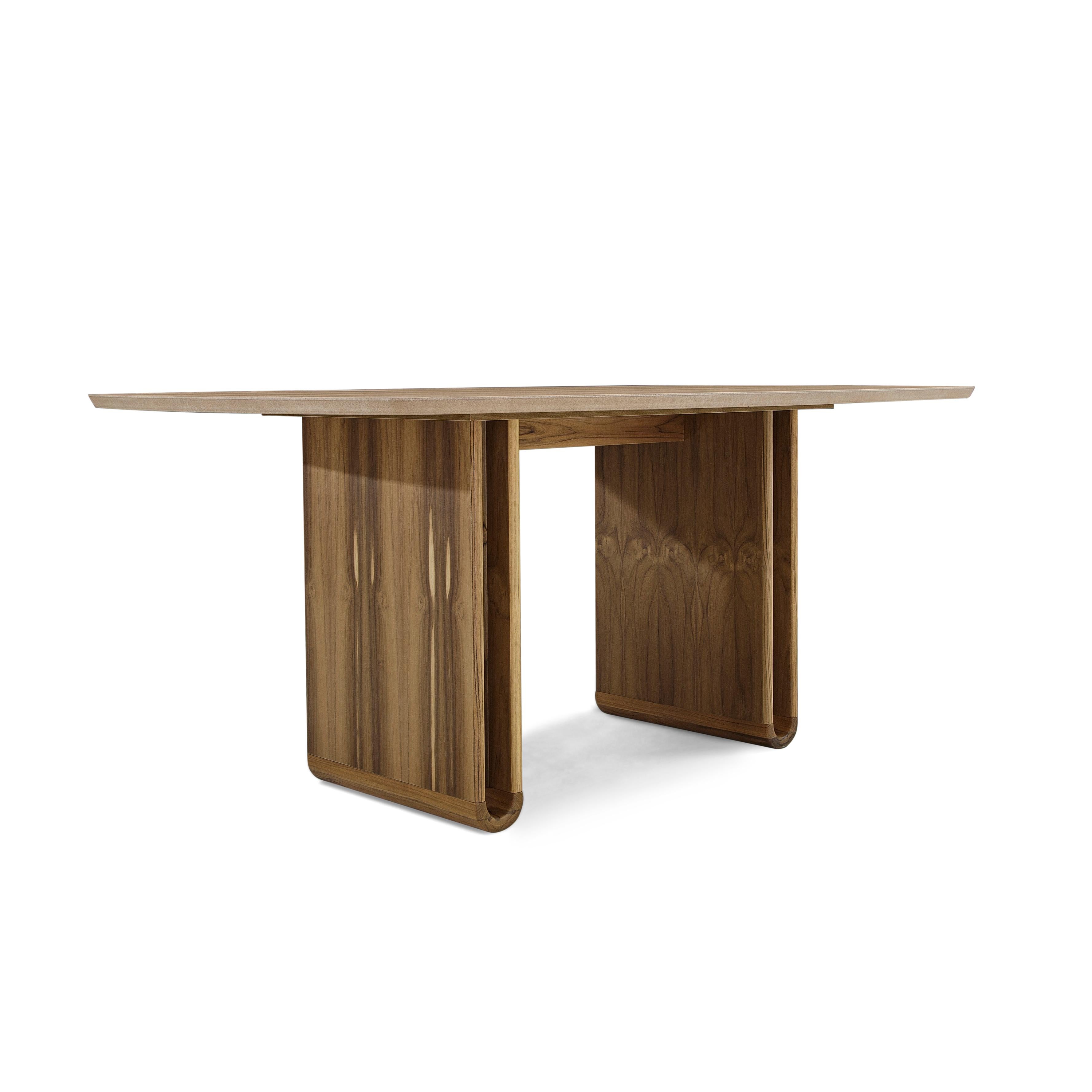 Neon Dining Table in Teak Wood Finish 68'' For Sale 2