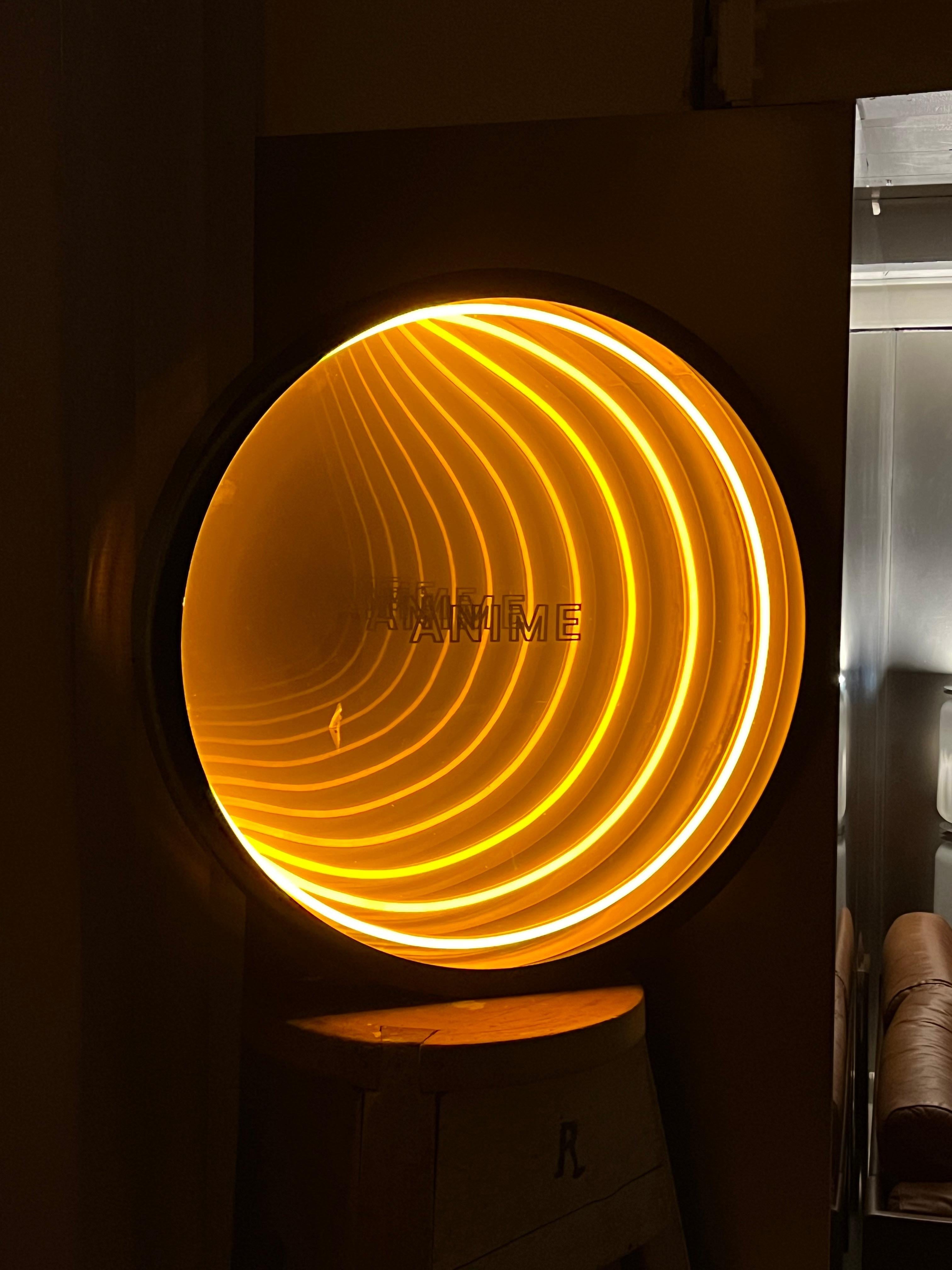 Neon Art, œuvre d'art miroir contemporaine, luminaire moderne 