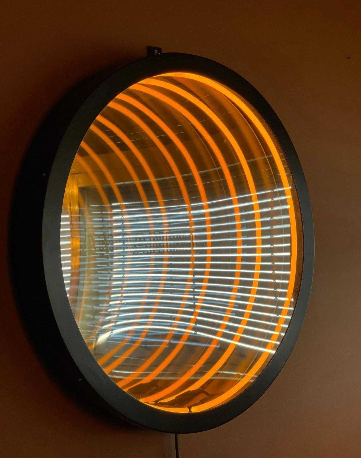 Moderne Neon Art, œuvre d'art miroir contemporaine, luminaire moderne 