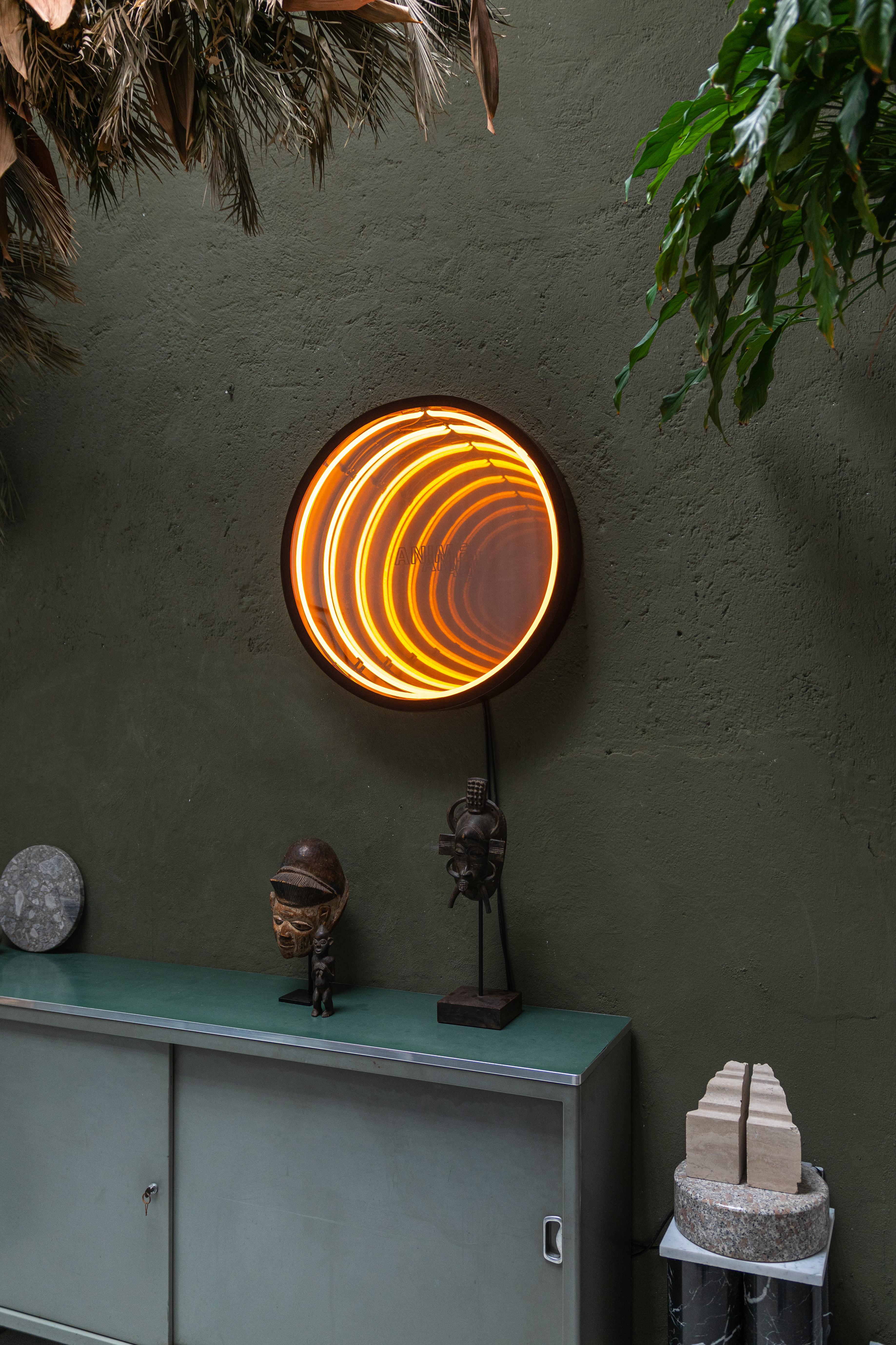 italien Neon Art, œuvre d'art miroir contemporaine, luminaire moderne 