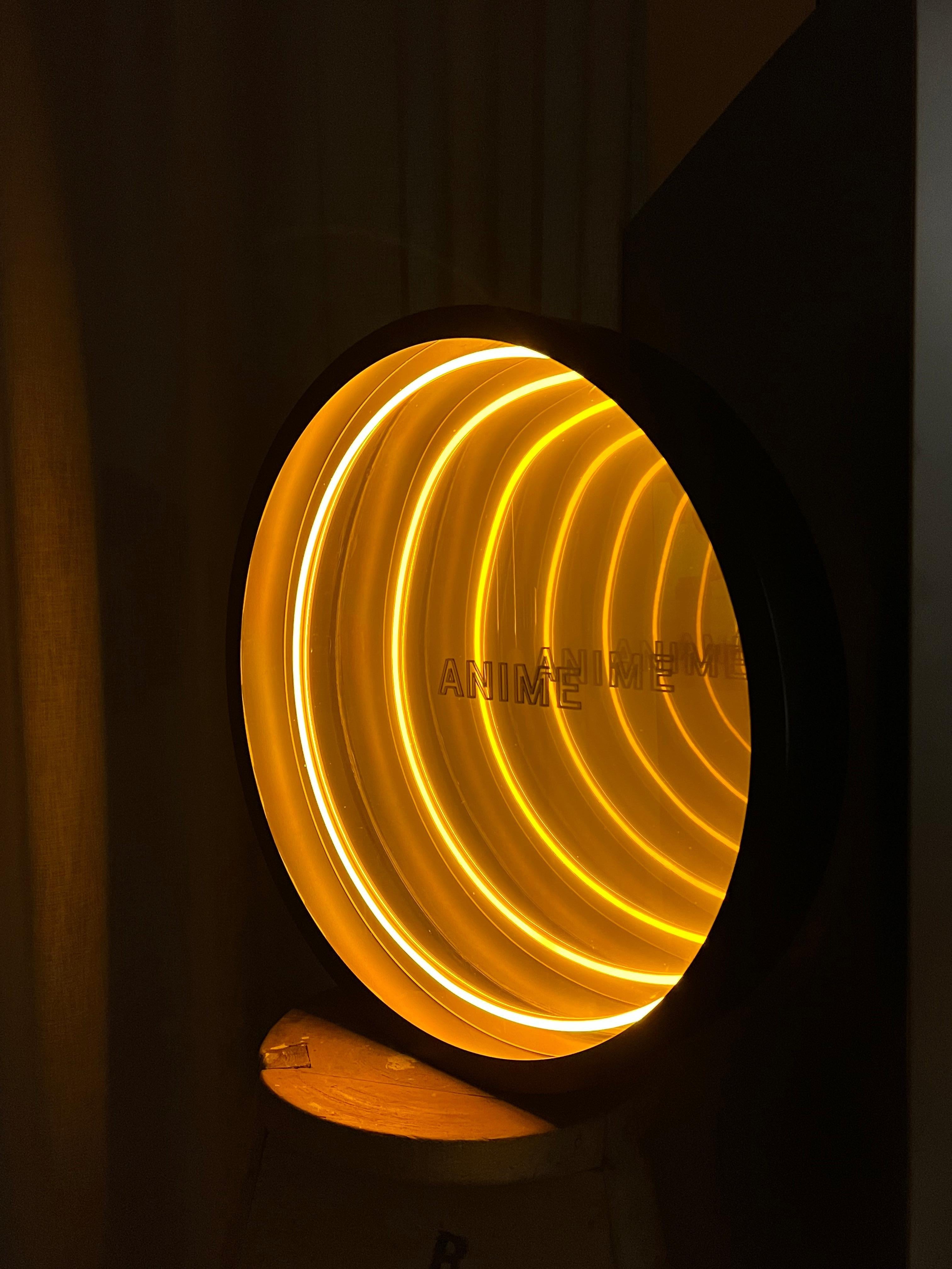 Neon Art, œuvre d'art miroir contemporaine, luminaire moderne 