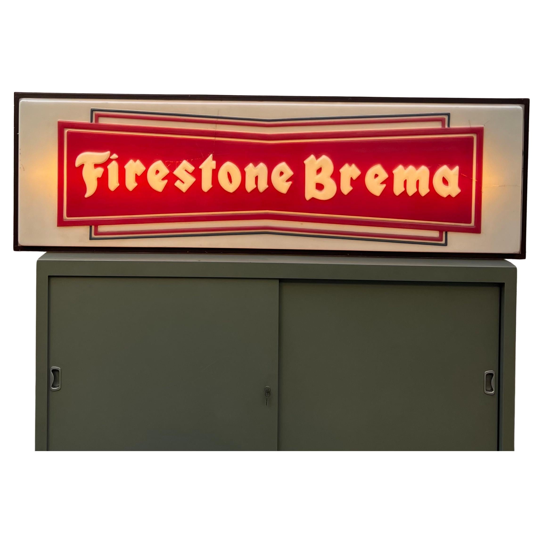 Vintage unique large light box of iconic Bridgestone Brema tyre manufacture 

the light box has been hanged for 50 year inside to an mechanic workshop around Lake Como .
It has been cleaned , the bolt acrylic front panel has been restored fixing few