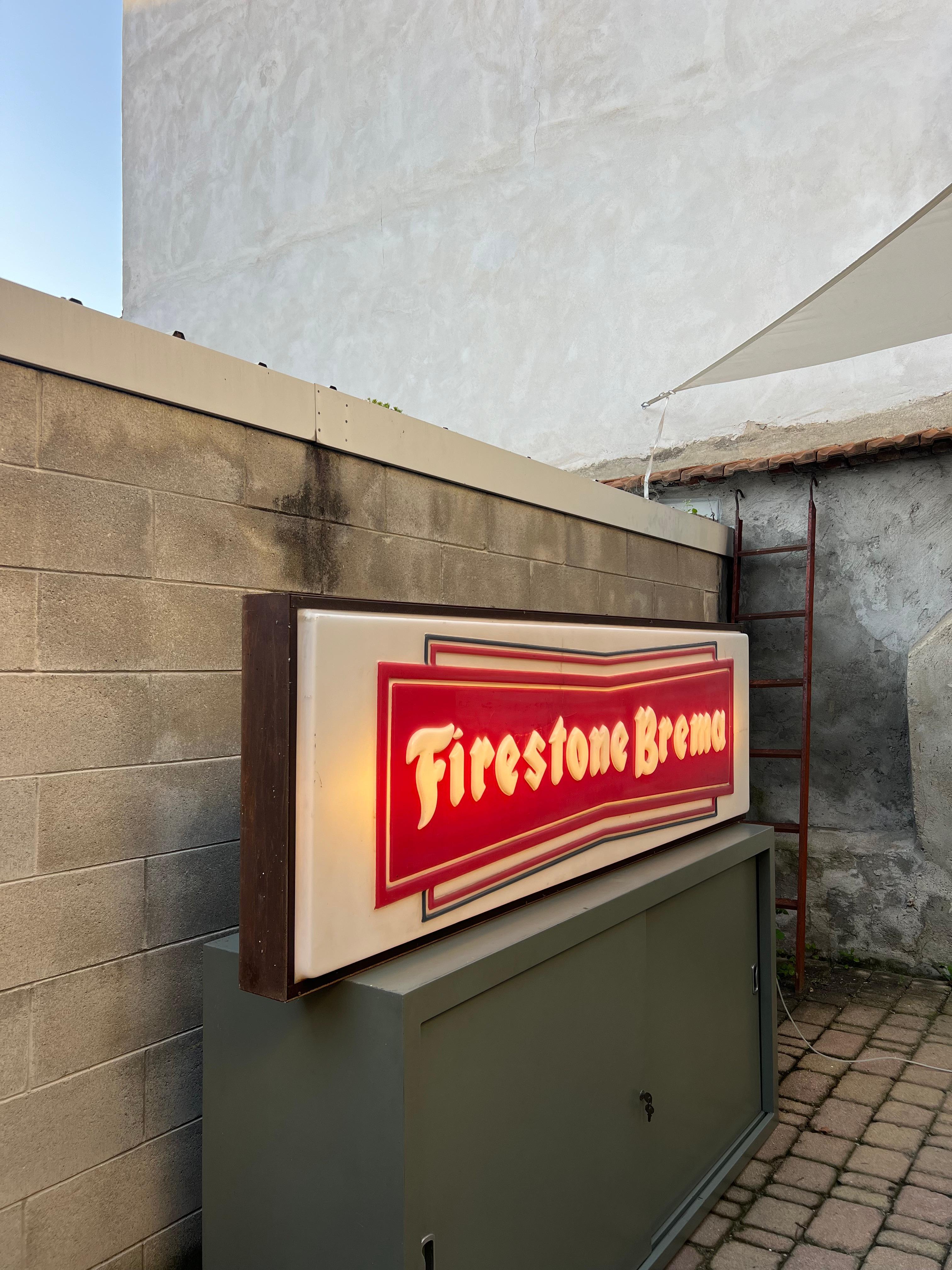Modern Neon Art, Vintage mechanic light sign panel box Bridgestone Brema For Sale