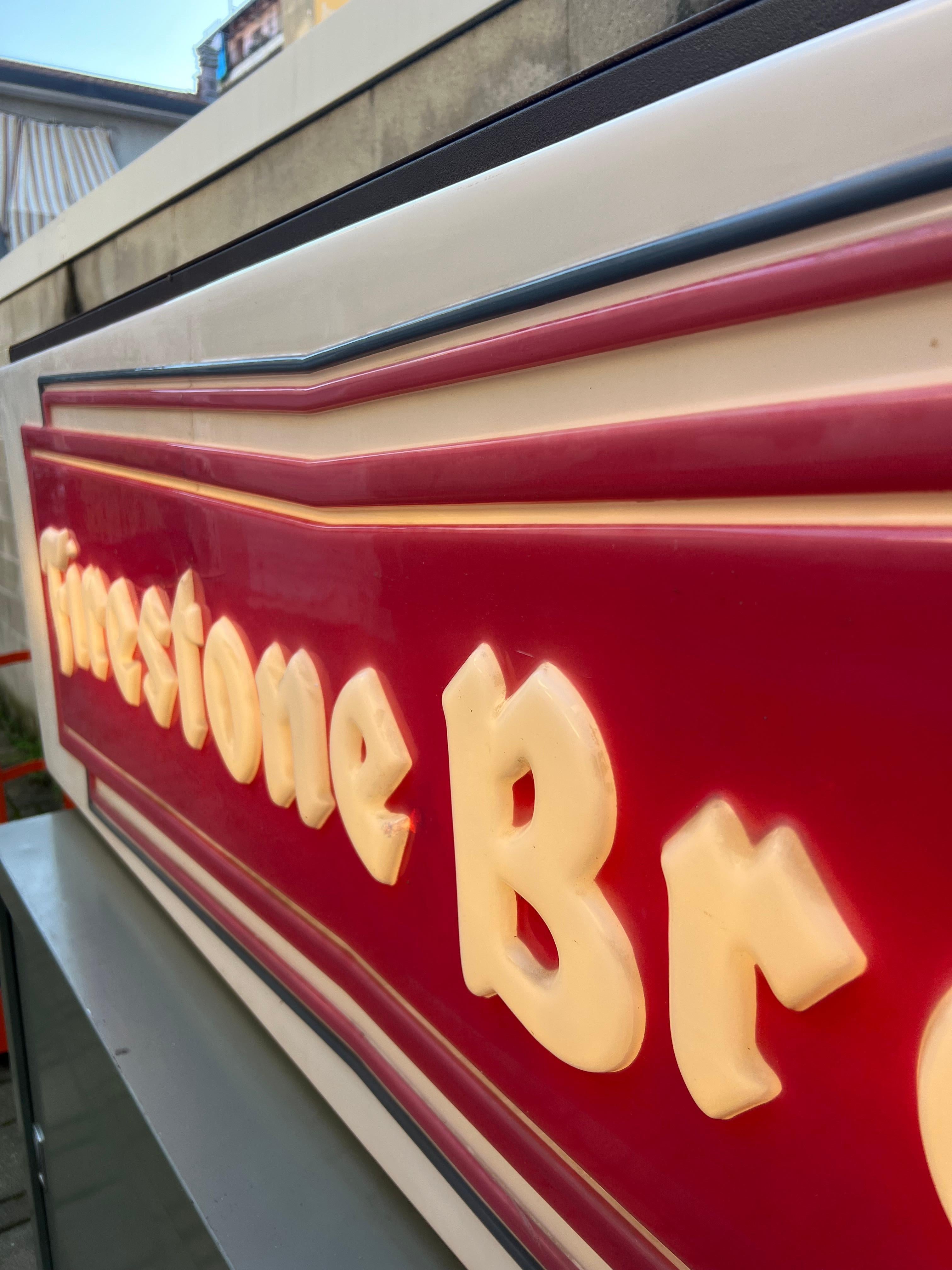 Mid-20th Century Neon Art, Vintage mechanic light sign panel box Bridgestone Brema For Sale