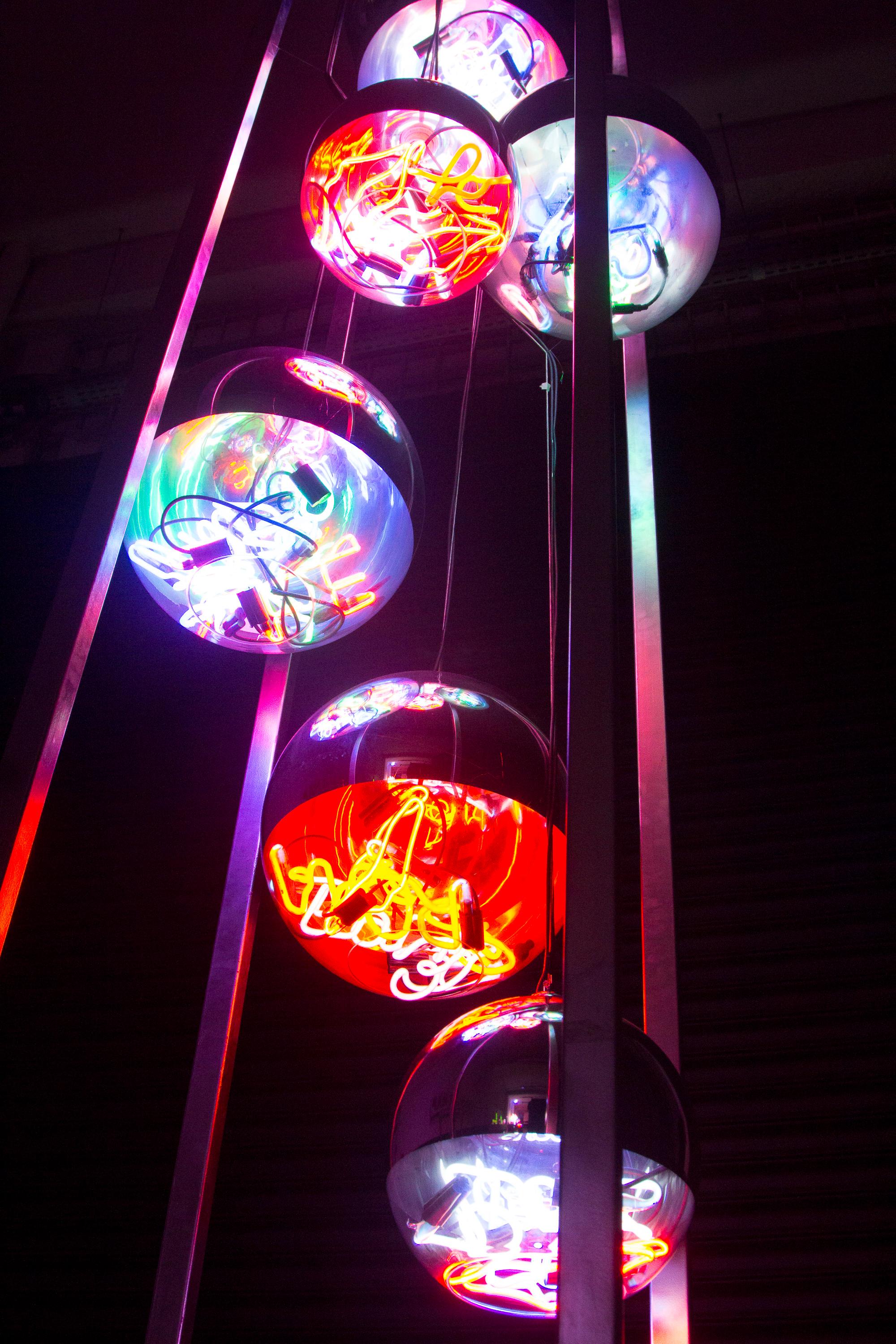 Glass Contemporary Neon Balls Stand Lamp by Brazilian designer Alê Jordão