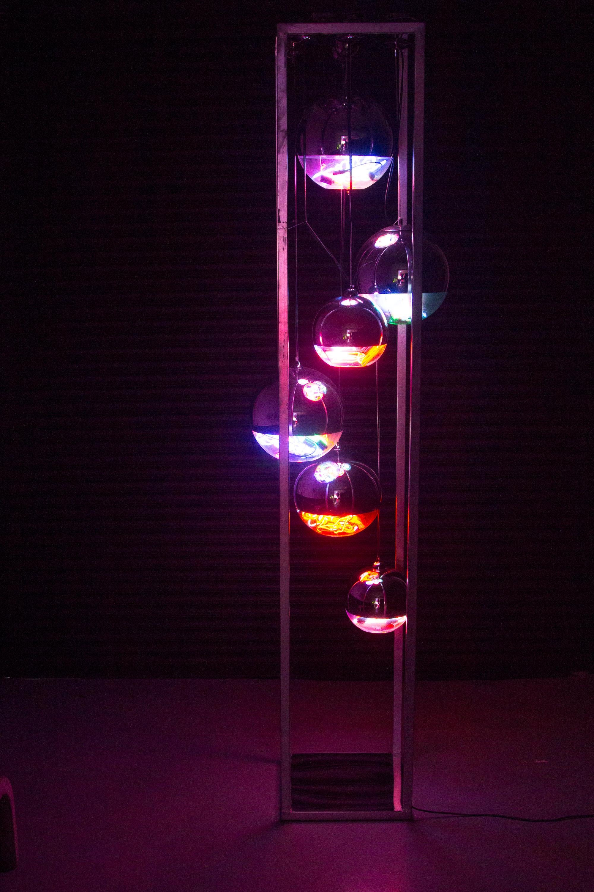 Contemporary Neon Balls Stand Lamp by Brazilian designer Al�ê Jordão In Good Condition In Deerfield Beach, FL