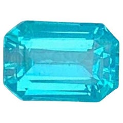Neon Blue Apatite Gemstone: Emerald Cut 0.90 CT December Birthstone