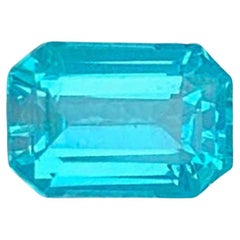 Neon Blue Apatite Gemstone: Emerald Cut 0.90 CT December Birthstone