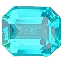 Neon Blue Apatite Gemstone: Emerald Cut 1.00 CT December Birthstone