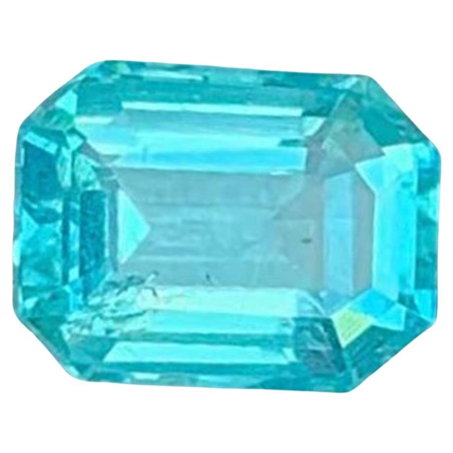 Neonblauer Apatit Edelstein: Smaragd-Schliff 1.10 CT Dezember Geburtsstein