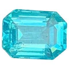 Gemma di apatite blu neon: Taglio smeraldo 1.10 CT Pietra di nascita di dicembre