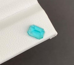Pierre précieuse Apatite bleu néon : Taille émeraude 1.25 CT Pierre de naissance du mois de décembre