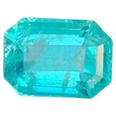 Neonblauer Apatit Edelstein: Smaragd-Schliff 1.25 CT Dezember Geburtsstein