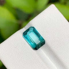 Neon Blue Bicolor Natural Tourmaline Gemstone 2.60 Ct Emerald Cut  Ring Jewelry