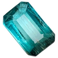 Neon Blau Bicolor Natürlicher Turmalin Edelstein 2.60 Ct Smaragd Schliff  Ring-Schmuck