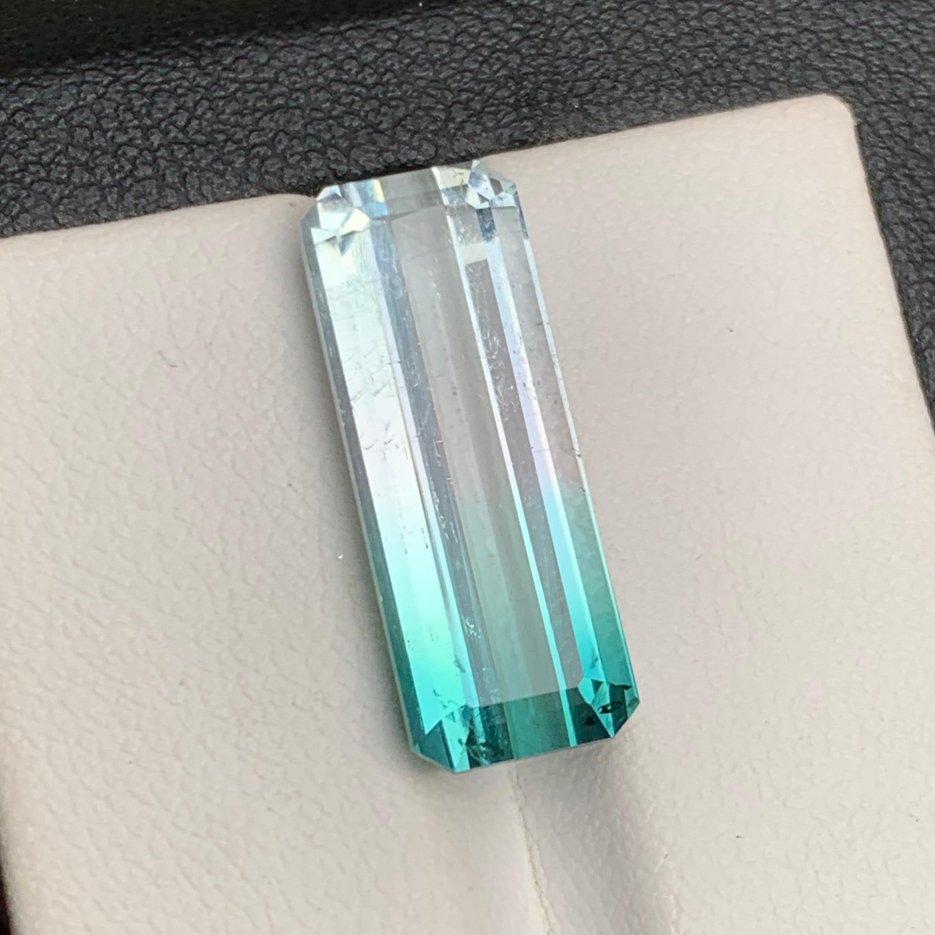 Contemporary Neon Blue Bicolor Natural Tourmaline Ring, Necklace Pendant Gemstone 11.75 Ct For Sale