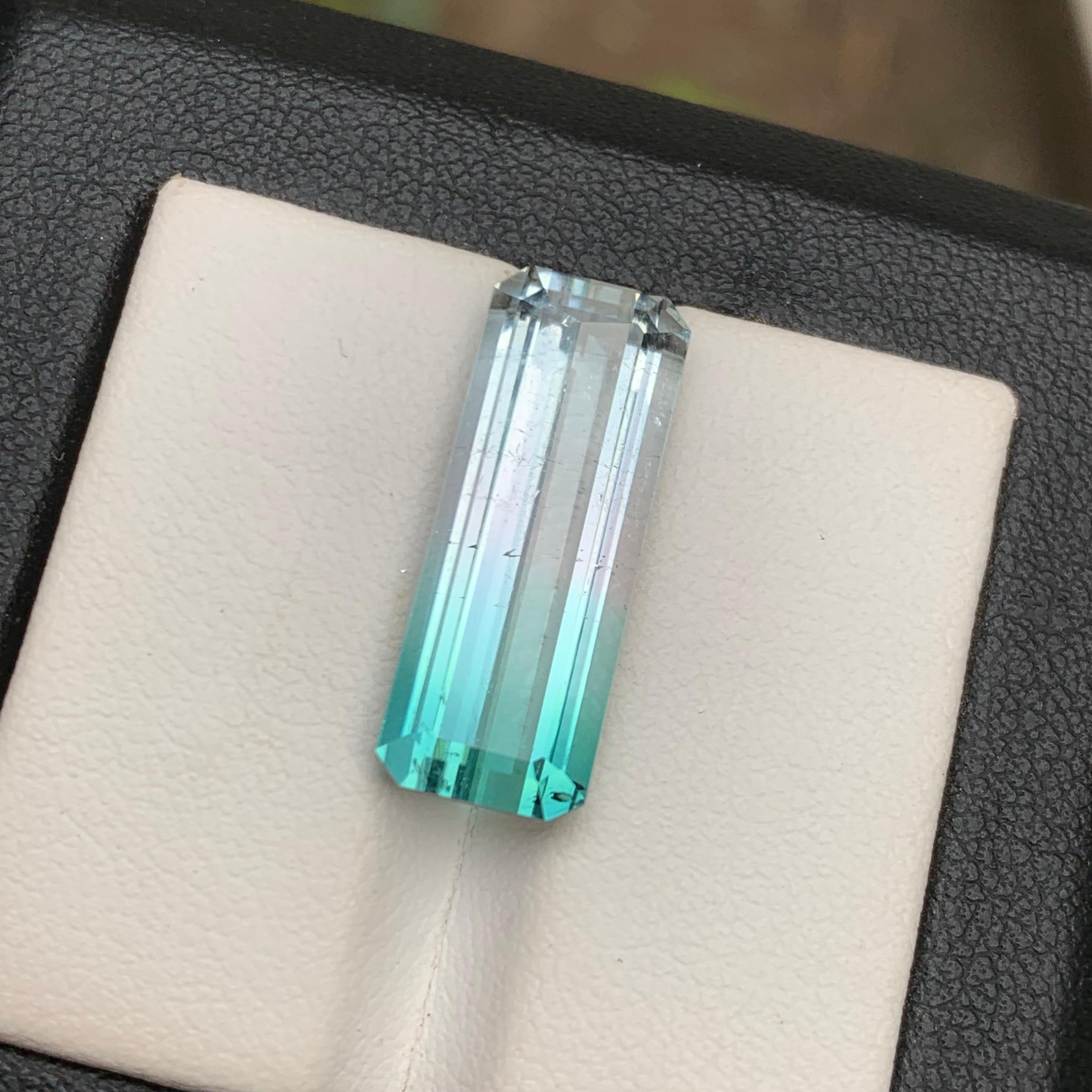 Women's or Men's Neon Blue Bicolor Natural Tourmaline Ring, Necklace Pendant Gemstone 11.75 Ct For Sale
