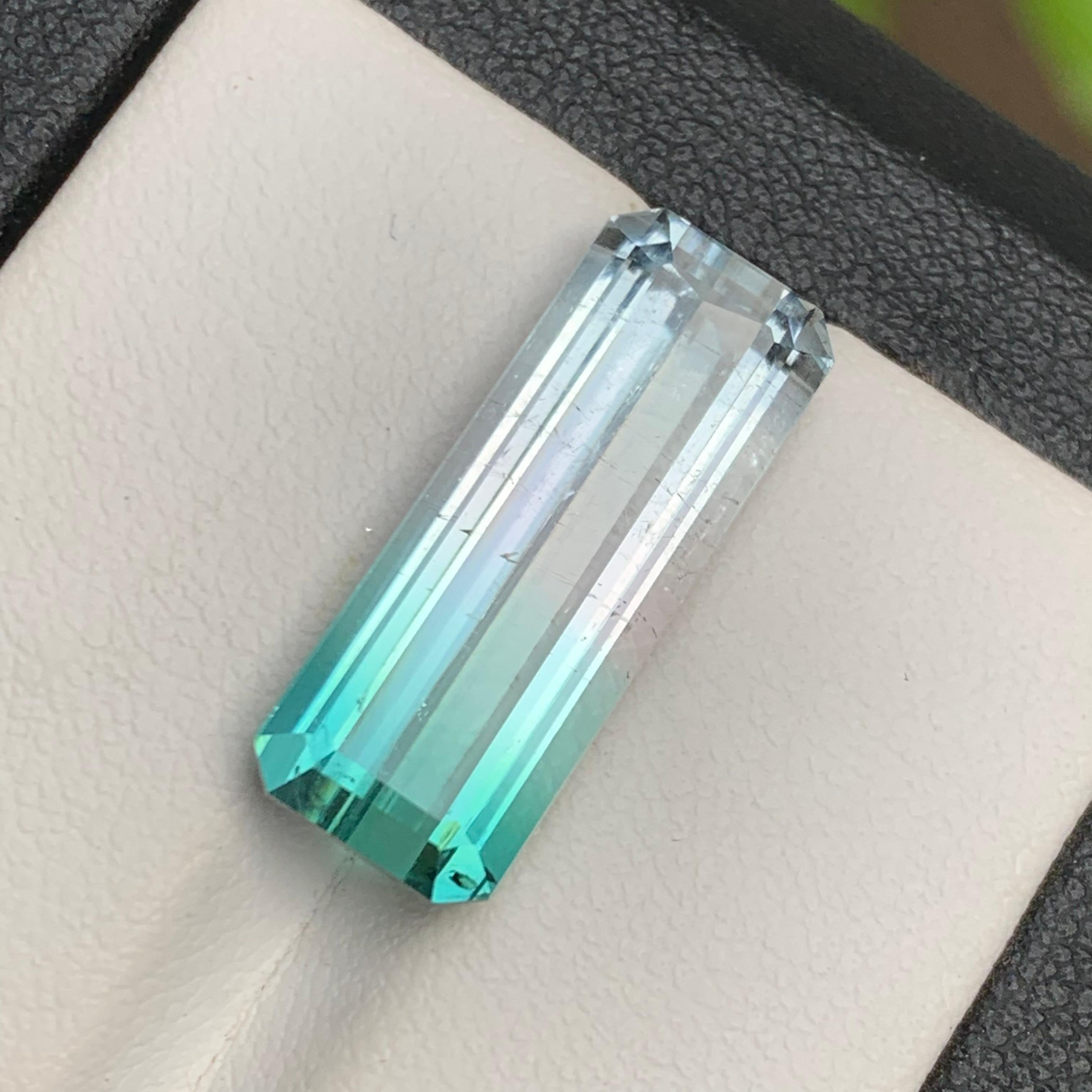 Neon Blue Bicolor Natural Tourmaline Ring, Necklace Pendant Gemstone 11.75 Ct For Sale 3