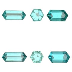 Pares de Gemas Sueltas de Turmalina Natural Azul Neón   3,55 qt talla hexagonal-joya