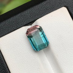 Neon Blue & Peachy Pink Bicolor Natural Tourmaline Ring Loose Gemstone 6.10 Ct