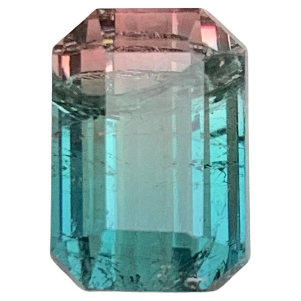 Neon Blue & Peachy Pink Bicolor Natural Tourmaline Ring Loose Gemstone 6.10 Ct For Sale