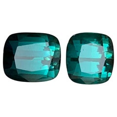 Neon Blaugrün 
Schwarz Bicolor Natürlicher Turmalin 4.71Ct Cushion Cut Edelstein