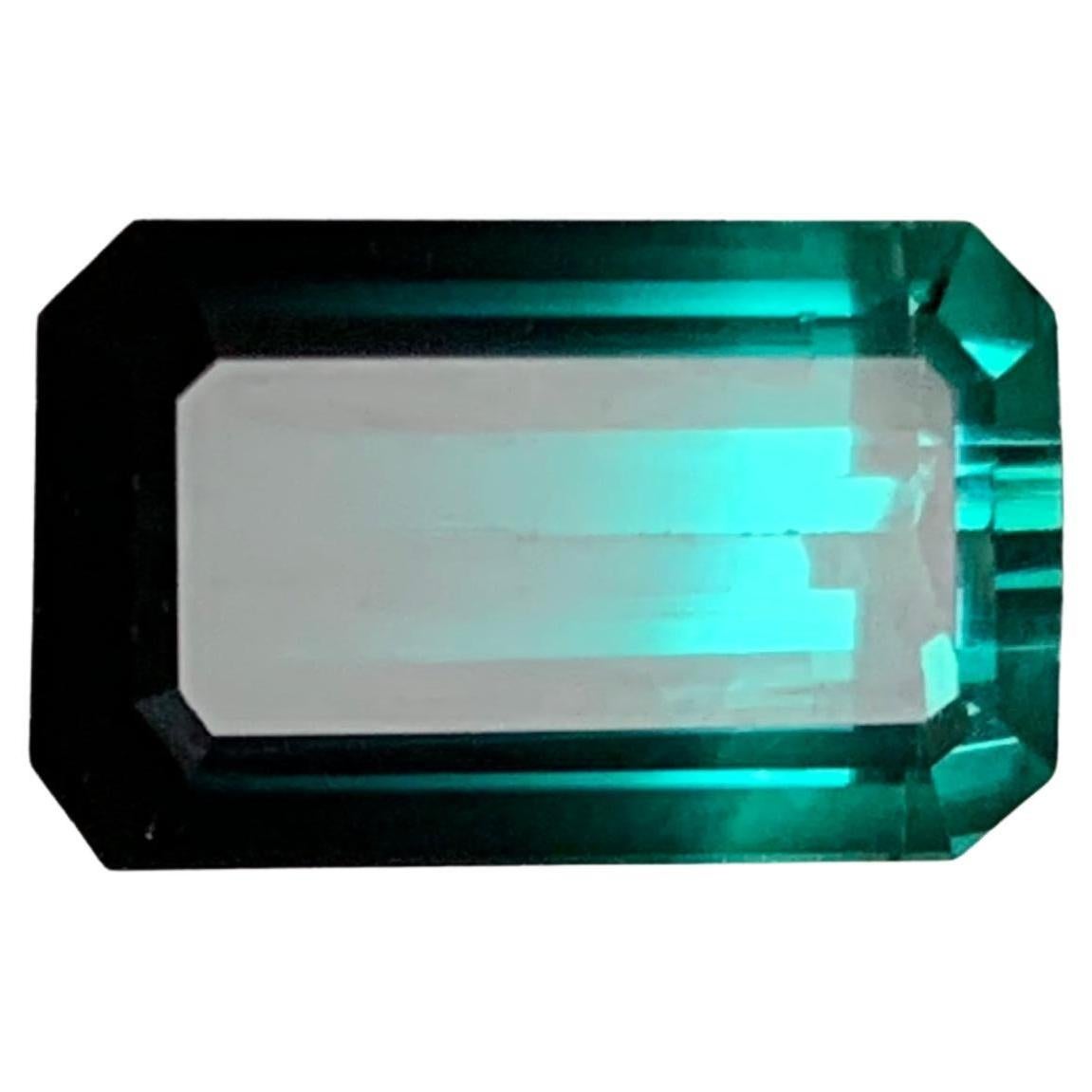Neon Bluish Green
Black Bicolor Natural Tourmaline 7.41Ct Emerald Cut Gemstone