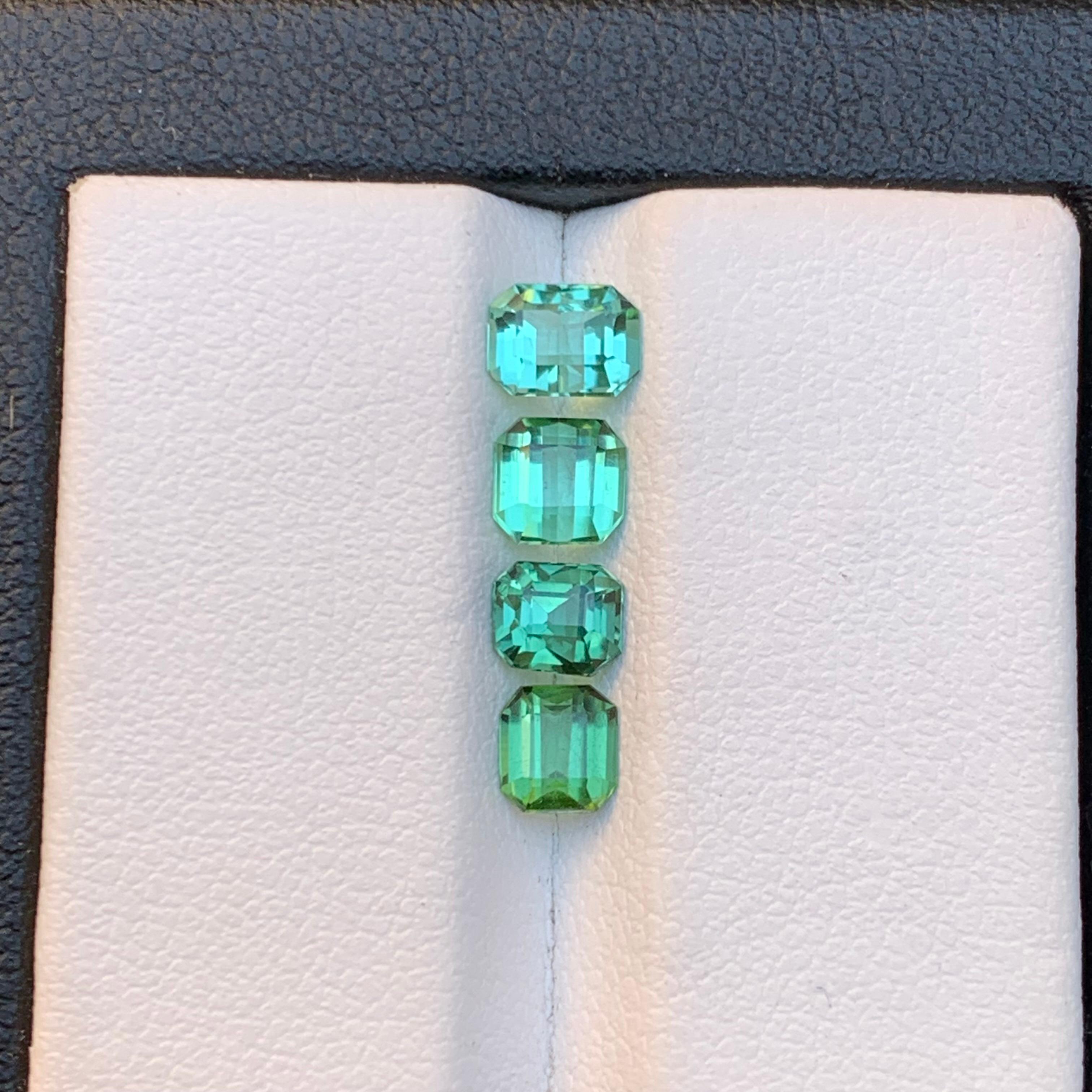 Octagon Cut Neon Bluish Green Natural Tourmaline Jewelry Size Loose Gemstones Lot 2.20 Ct For Sale