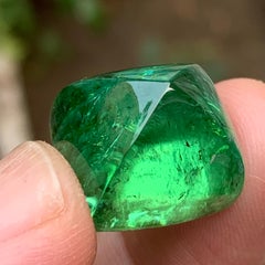 Neon Bluish Green Natural Tourmaline Sugarloaf Cabochon Loose Gemstone 35.60 Ct
