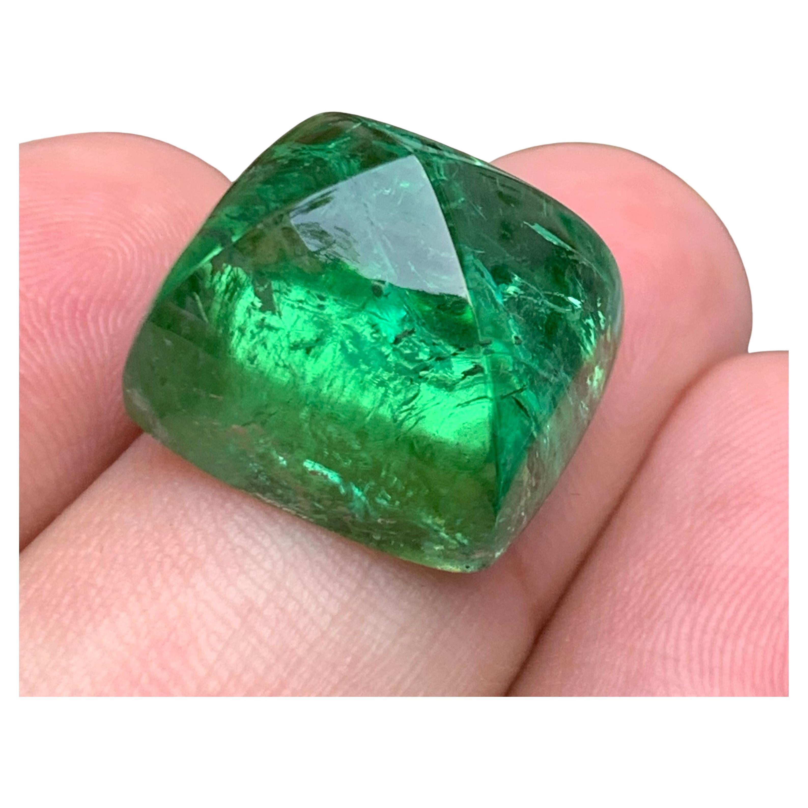 Neon Bluish Green Natural Tourmaline Sugarloaf Cabochon Loose Gemstone 35.60 Ct
