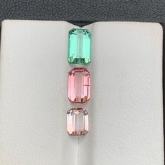 Neon Bluish Green, Pink & Light Peach Natural Tourmaline Loose Gemstones 3.15Ct