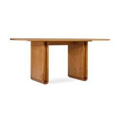 Almond Oak Wood 68-Inch Dining Table with Sculpted Base - Neon Collection