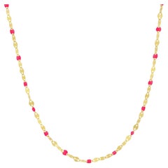 Neon Enamel Glitter Dainty Link Chain Necklace 14K Yellow Gold