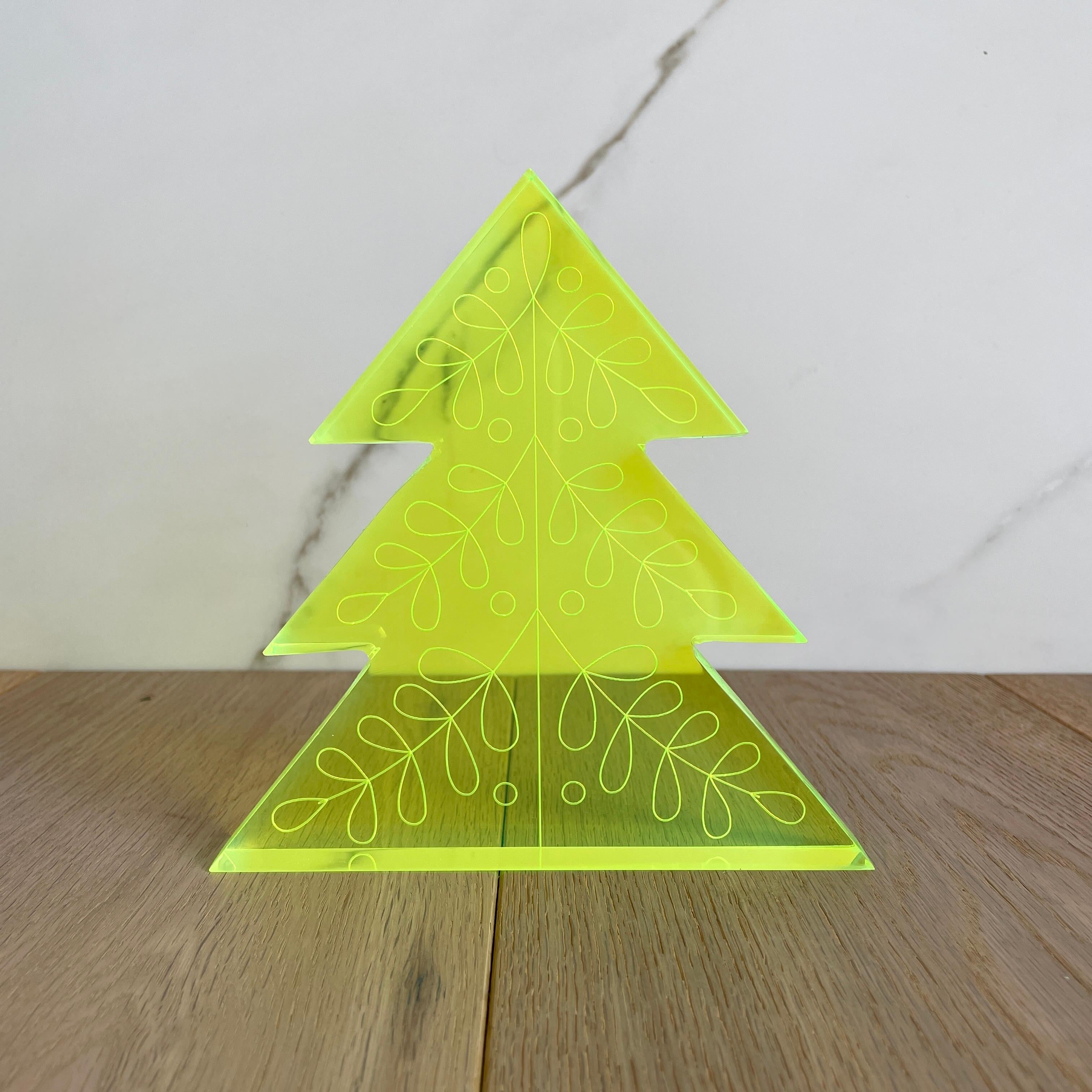 Modern Neon Green Acrylic Christmas Tree Decor by Paola Valle For Sale