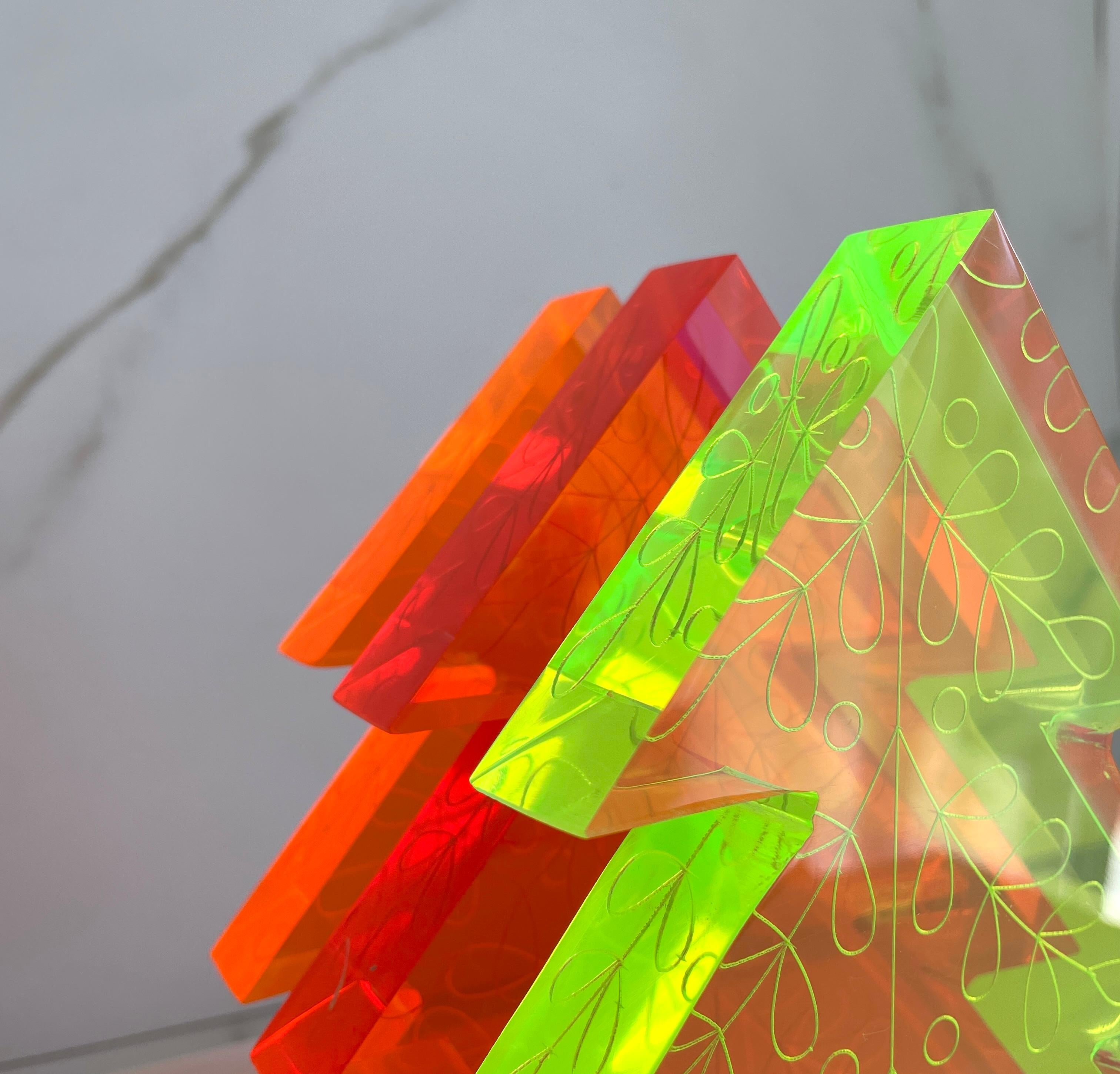 Fait main Décoration d'arbre de Noël en acrylique vert fluo par Paola Valle en vente