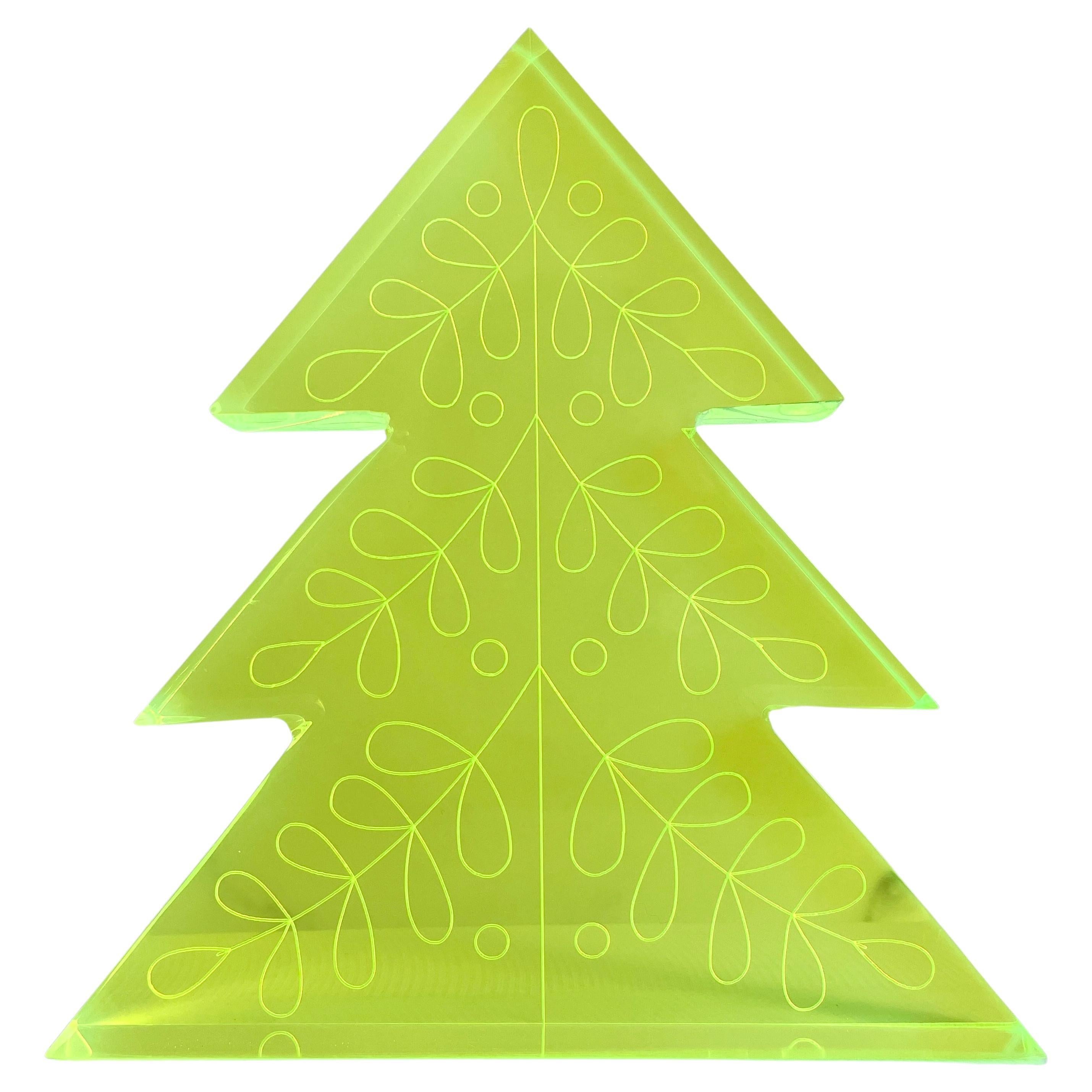 Neongrünes Weihnachtsbaum-Dekor aus Acryl von Paola Valle im Angebot