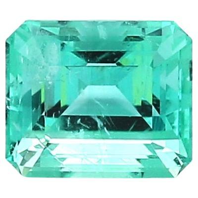 Neon Green Emerald Cut Emerald from Russia 1.16 Carat ICL Certified For Sale