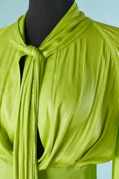 Neongrünes Kleid aus Stoff und Strick BOTTEGA VENATA