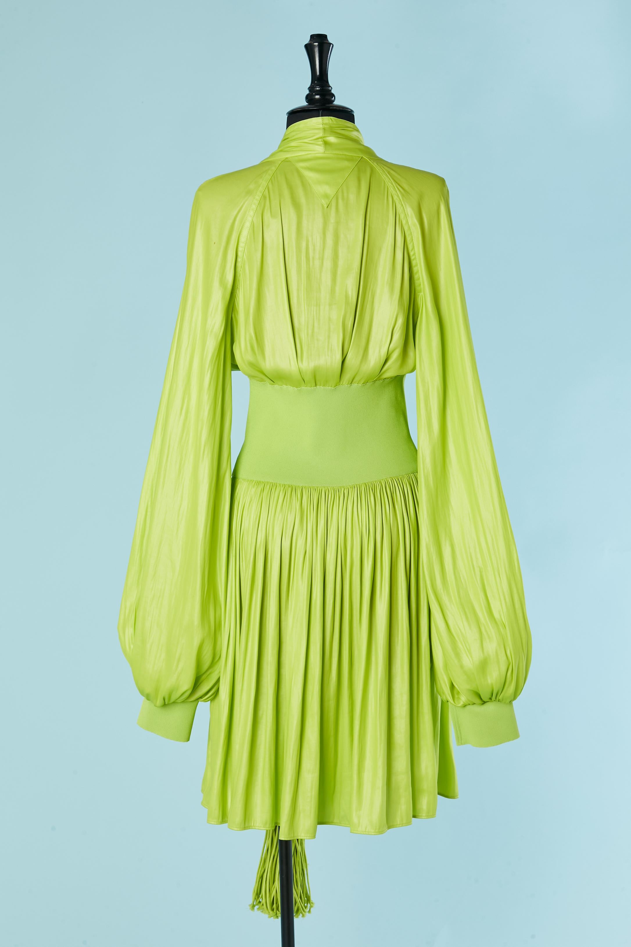 Robe en tissu et maille vert fluo BOTTEGA VENATA en vente 3