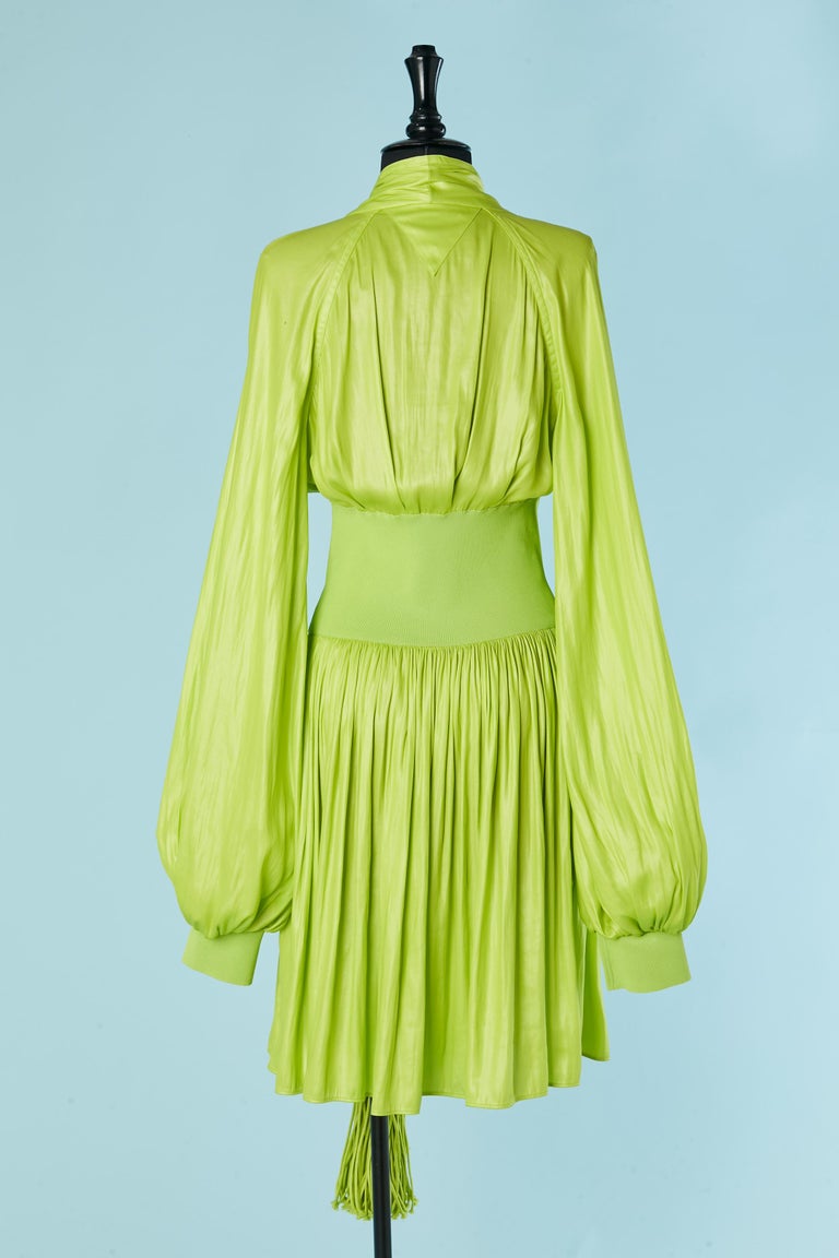 neon green puff sleeve dress fabric and knit BOTTEGA VENETA For Sale at 1stDibs lime green formal dress