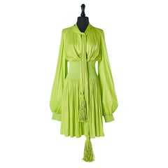 Neon green fabric and knit dress BOTTEGA VENETA