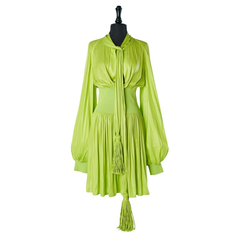 Neon green fabric and knit dress BOTTEGA VENETA For Sale at 1stDibs